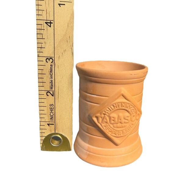 Tabasco Hot Sauce Bottle Holder Ceramic 3" Terracotta Mini Toothpick Jar Vintage - Picture 10 of 10